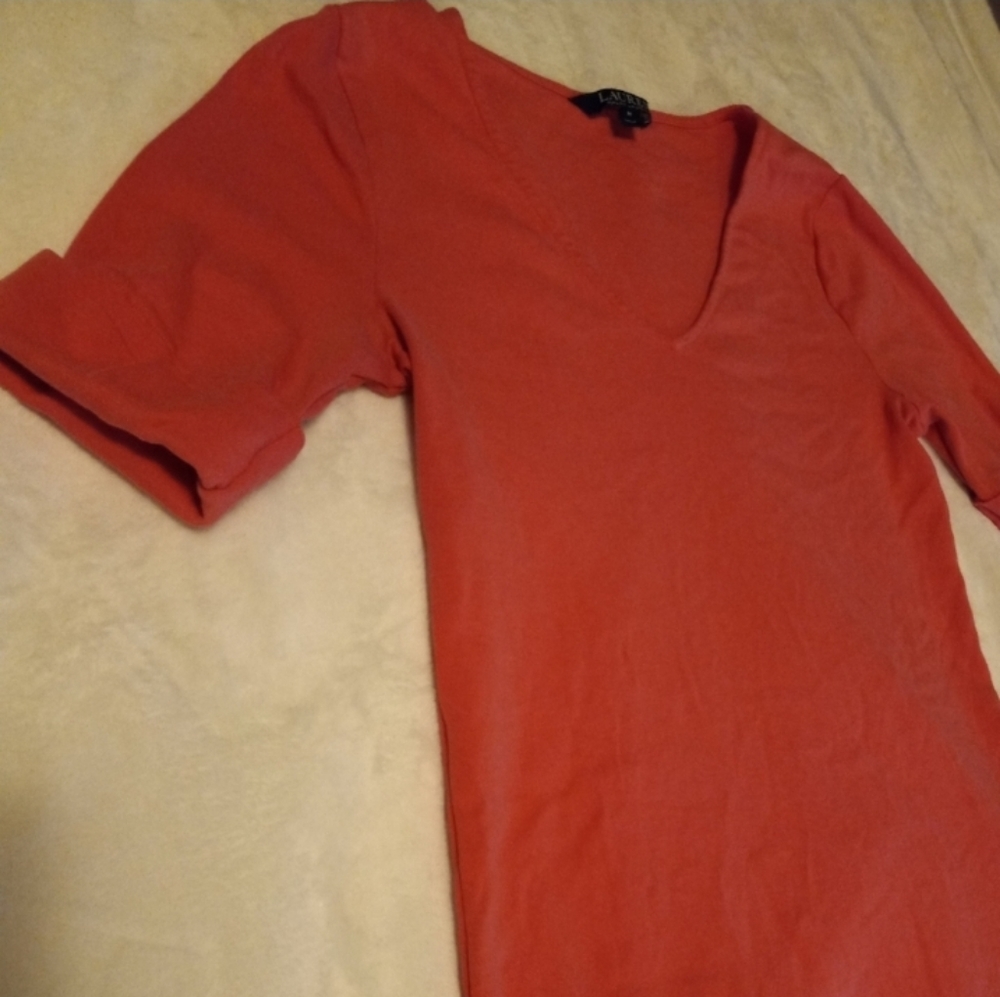 LAUREN RALPH LAUREN V-NECK. WOMENS SIZE M. CORAL REEF COLOR. - Picture 5 of 12